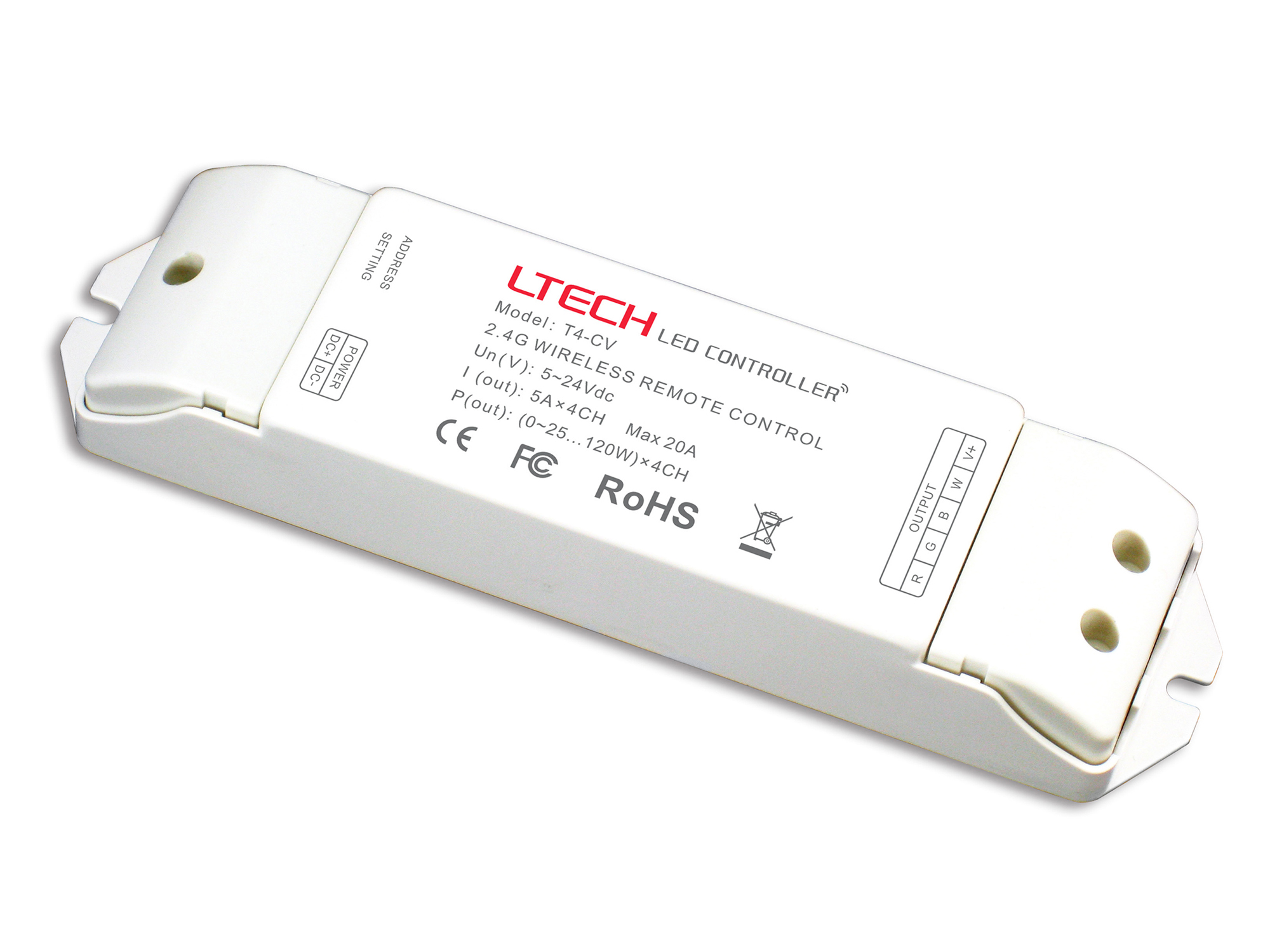 CV Wireless Receiver 5/12/24V DC, 5Ax4CH, 100/240/480W, IP44.